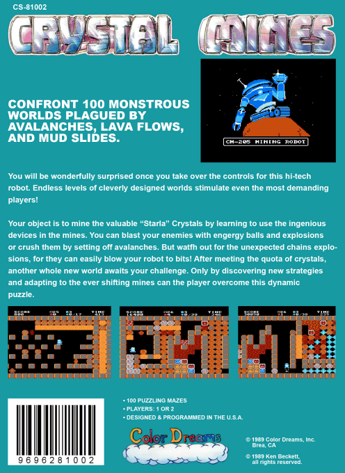 Crystal Mines (Homebrew) — Box back